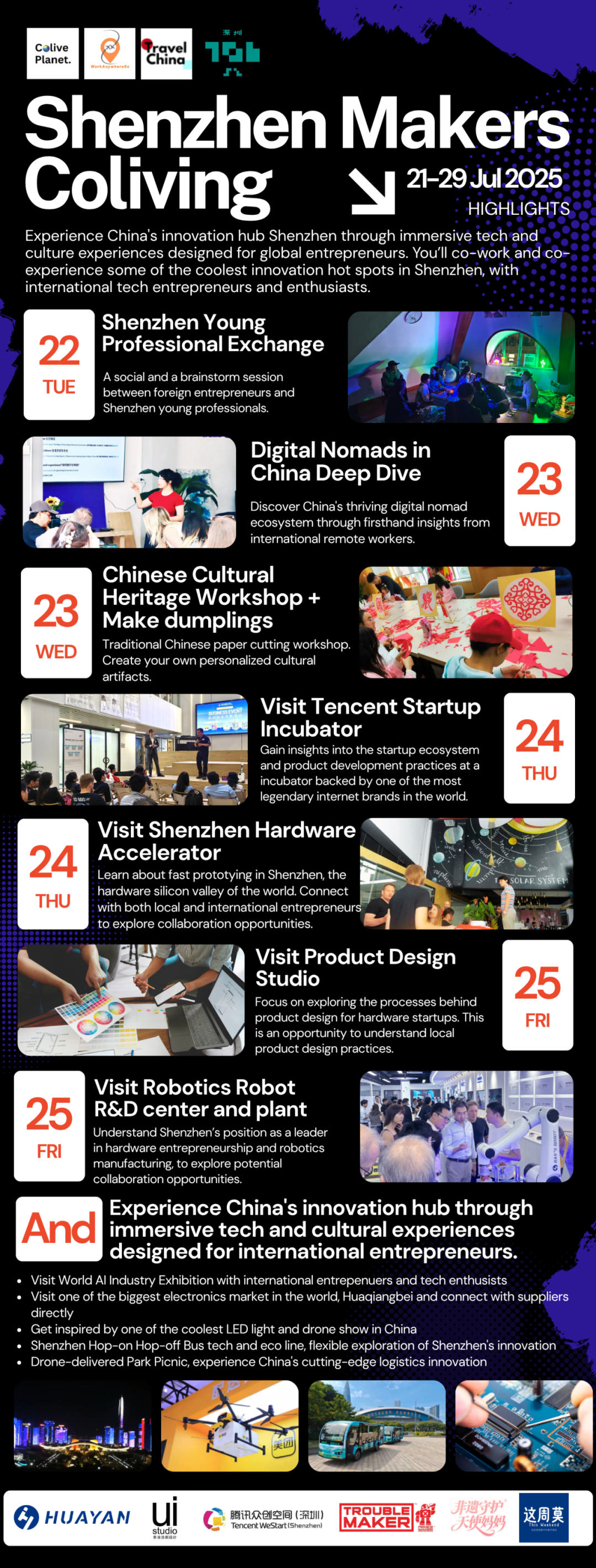 Shenzhen Makers Coliving — full event schedule, 21-29 Jul 2025
